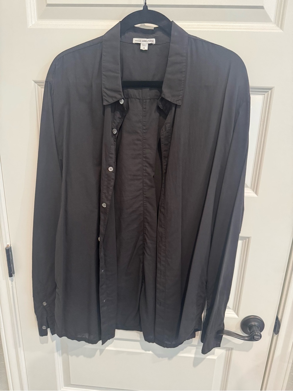 James Perse Black Lightweight Button-Up Shirt Jacket